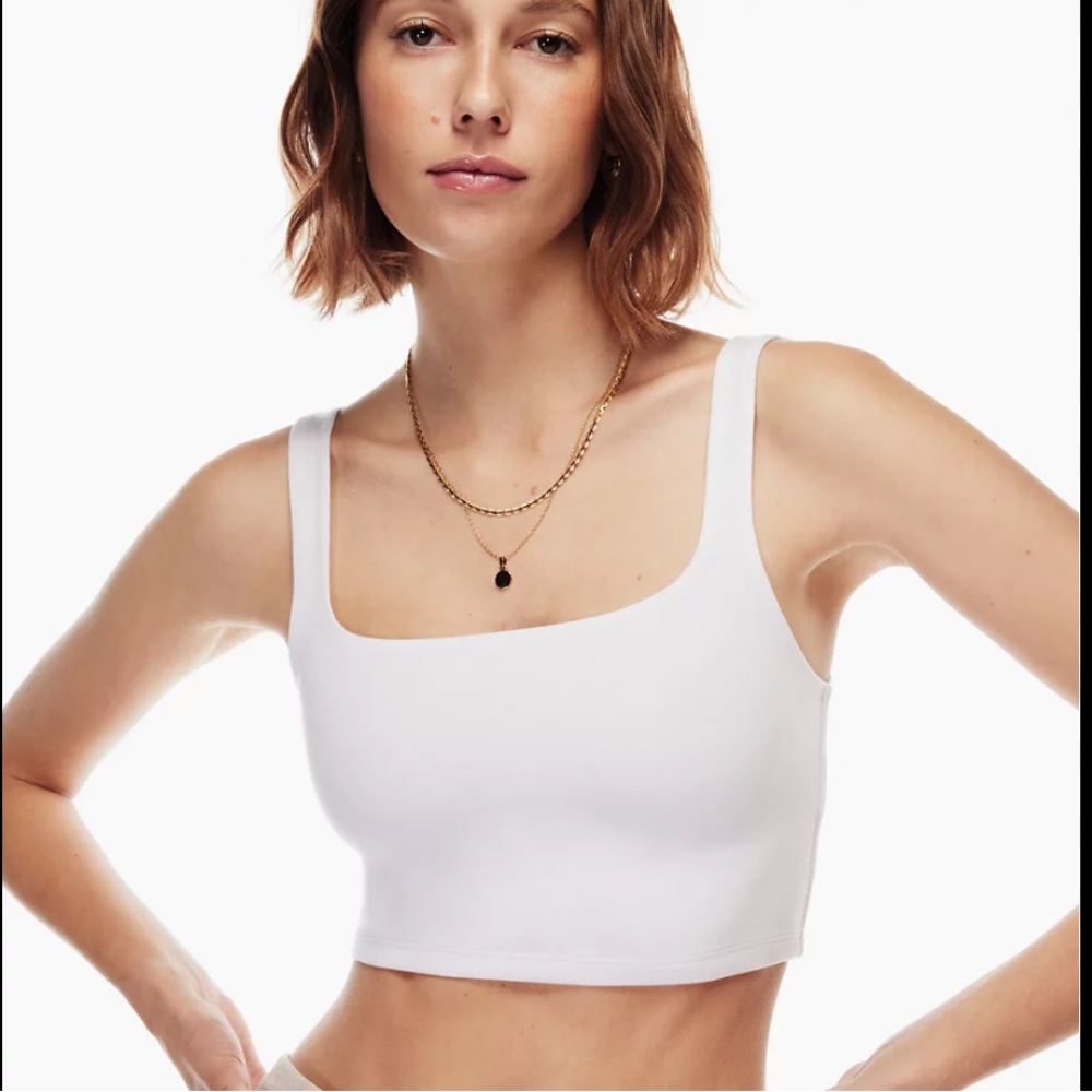 Aritzia Wilfred vacay cropped tank white
